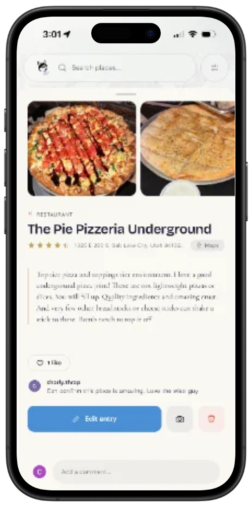 Place review screen